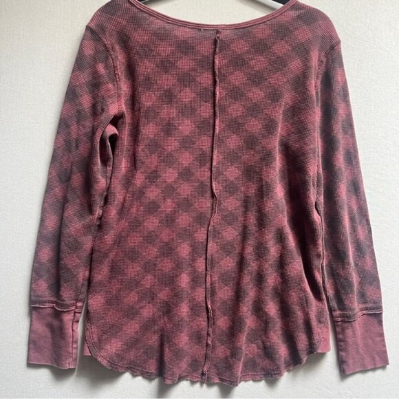 We the Free Buffalo Check Waffle Knit Thermal Long Sleeve Shirt L - Picture 2 of 8